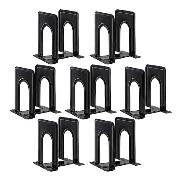 Afoxsos 14-Piece Black Heavy Duty Metal Bookend Set with Anti-Slip T-Shaped Non-Skid Book Holders for Shelves, Office and Home