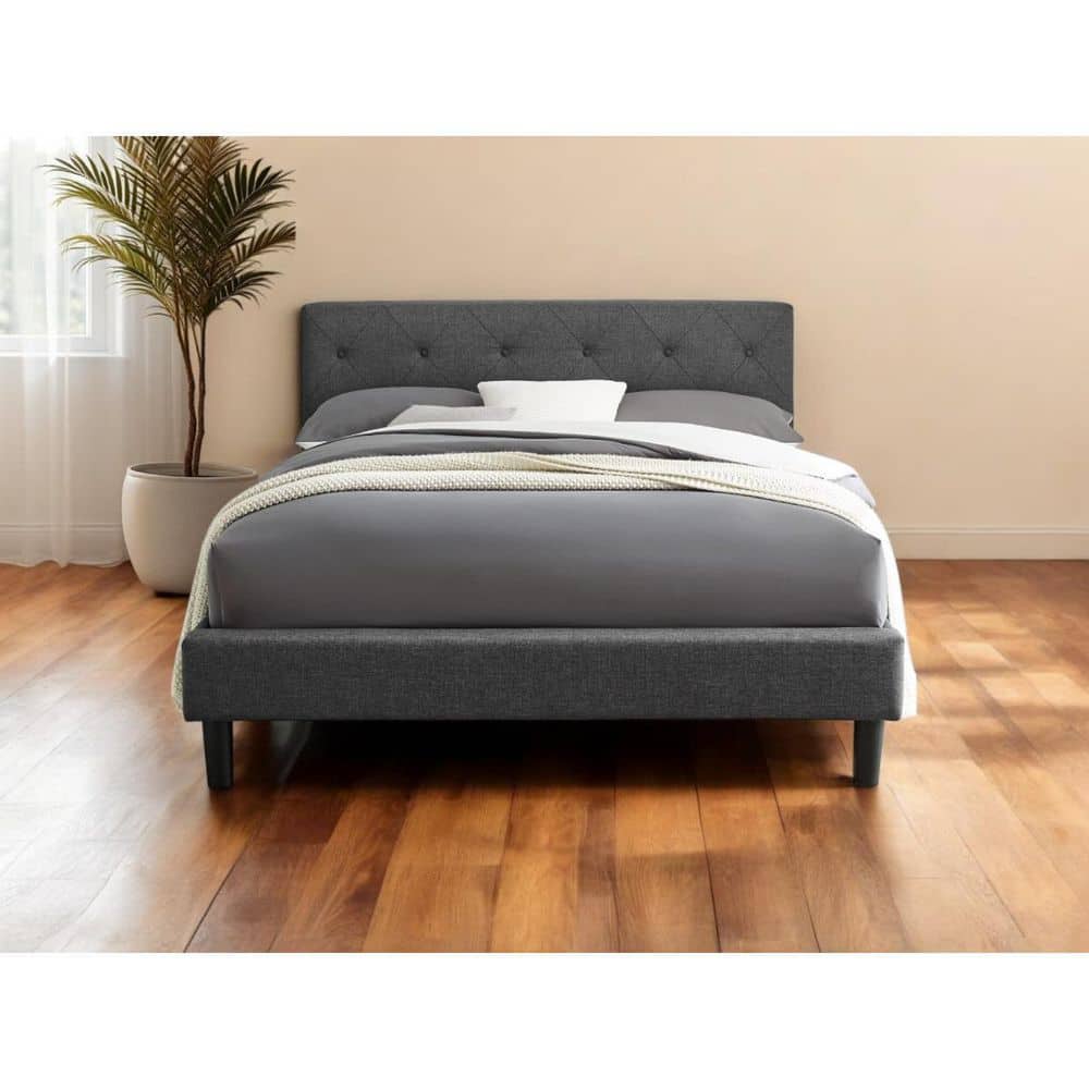 Gray Wood Frame King Panel Bed