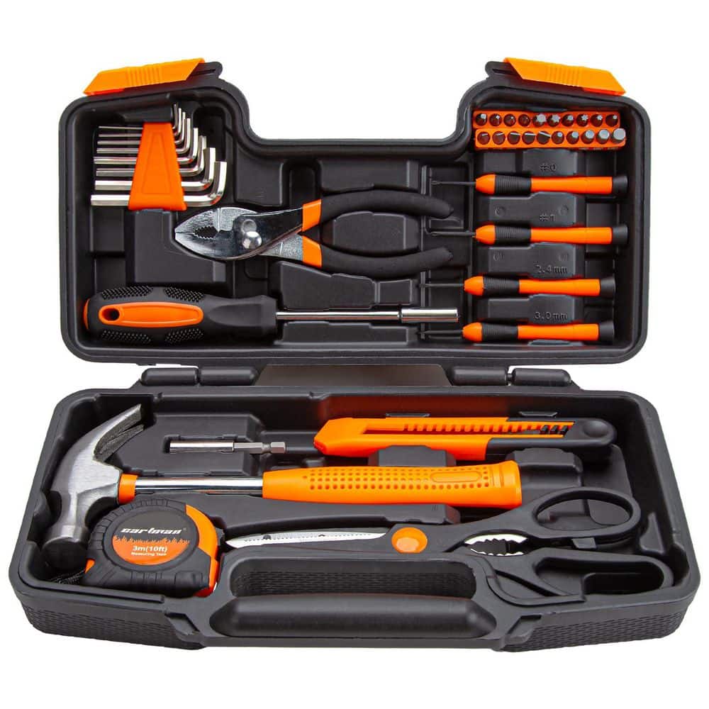 39-Piece Orange Carbon Steel Tool Set General Household Hand Kit with Plastic Toolbox Storage Case, Waterproof price history on PriceWatchPro