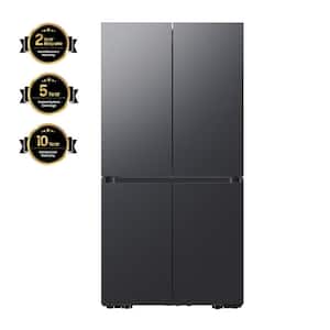 Bespoke 29 cu. ft. 4-Door Flex French Door Smart Refrigerator with Beverage Center in Matte Black Steel, Standard Depth