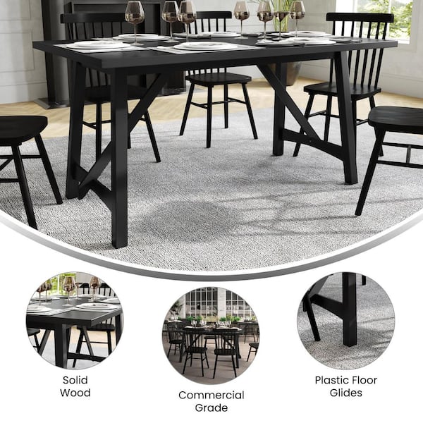 Carnegy Avenue Everly Farmhouse Style Black Matte Wood 36 in