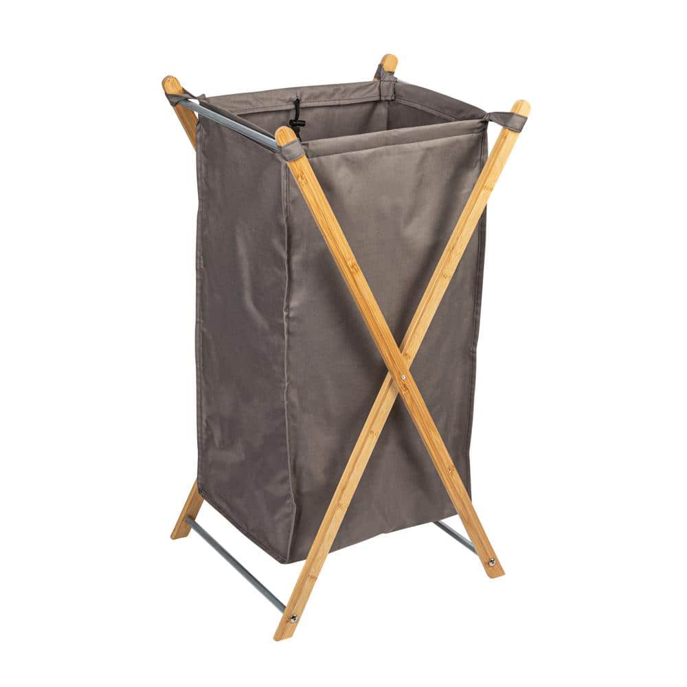 X-Frame Gray 31.3 in. H x 14.1 in. W x 15.75 in. D Bamboo and Polyester Modern Square Laundry Room Hamper price history on PriceWatchPro