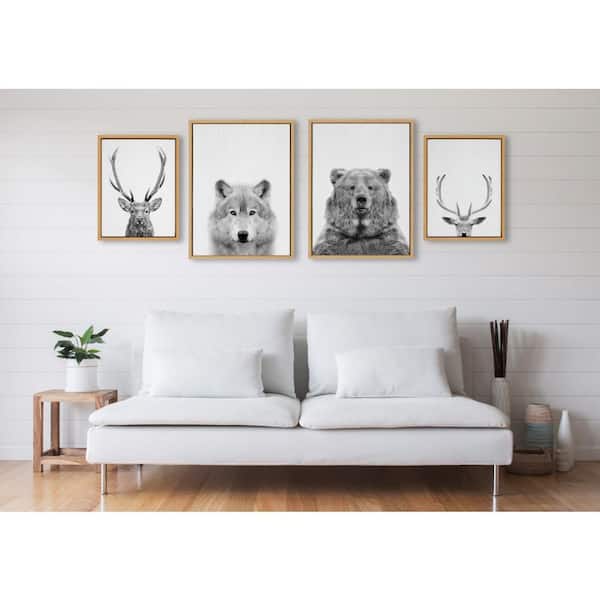 Sylvie "Deer, Wolf, Bear" by Simon Te of Tai Prints 4 Piece Natural Framed Art Print Set 24 in. x 18 in.