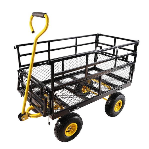 OLUMAT 6 cu. ft. Metal Garden Cart, Black