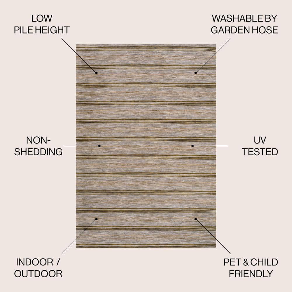 Coastal Charm Brown/Natural Stripe Synthetic 8' x 10' Rug
