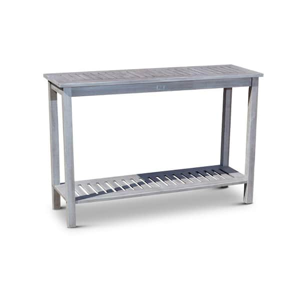 ITOPFOX Console Table Silver Gray Eco-Friendly Weather Resistant 2 Shelves and Slatted Design Outdoor Espresso Furniture Decor
