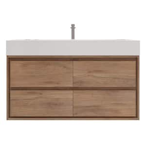 Saggie 47 in. W. x 20 in. D x 28 in. H Single Sink Floating Bath Vanity in White Oak with White Acrylic Top