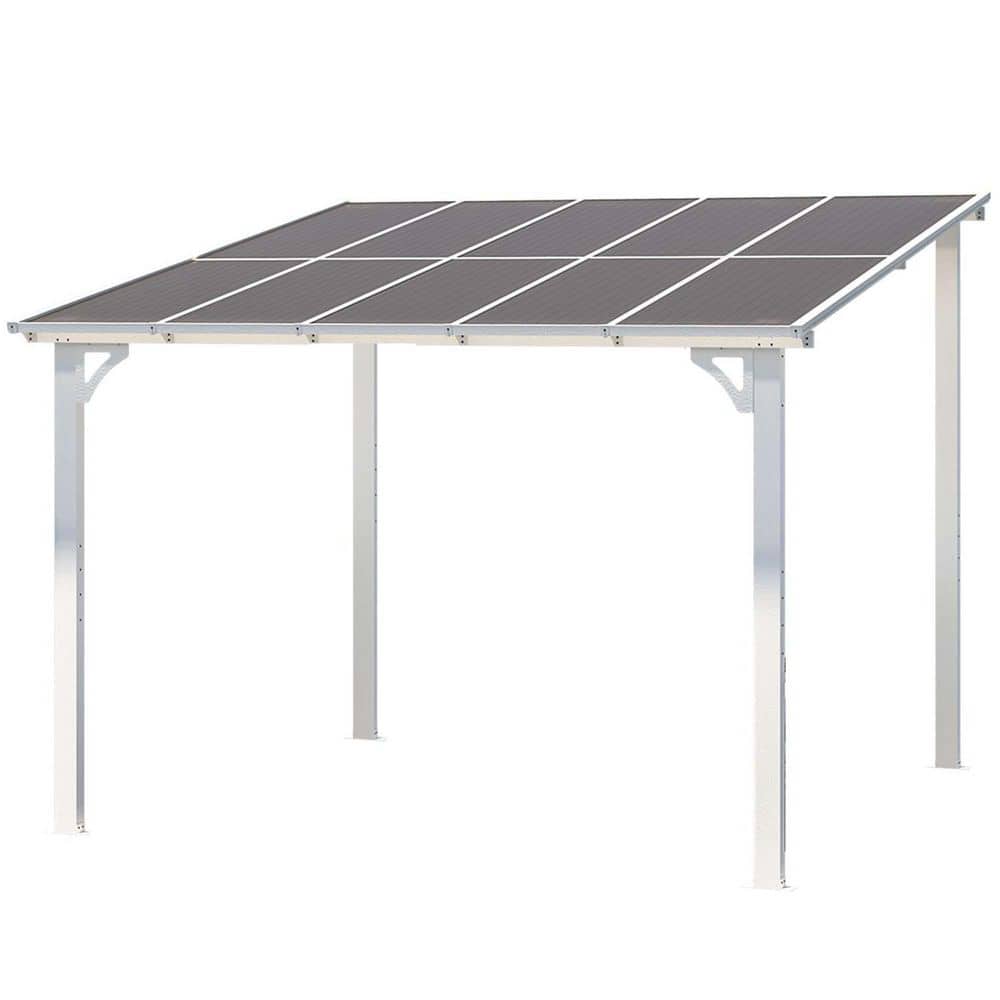8 ft. x 10 ft. Wall Mounted Outdoor Gazebo with Lean to Gazebo Awnings, Aluminum Frame in White price history on PriceWatchPro