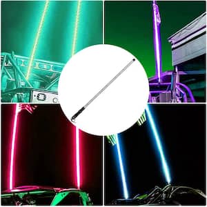 3 ft. LED Whip Lights 20 Colors 5 Level 23 Mode 10 Speed RGB Off-Road Wireless Remote for UTV ATV Polaris RZR (2-Pieces)