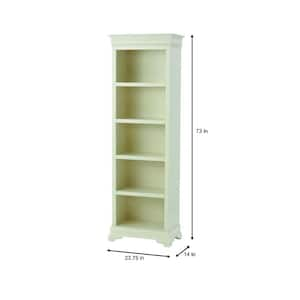 Louis Phillipe 73 in. Off-White 5-Shelf Bookcase with Adjustable Shelves