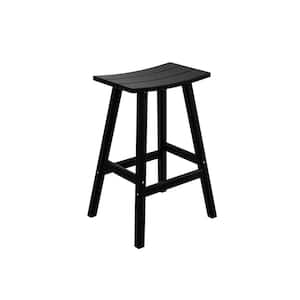 Franklin Black 29 in. Poly HDPE Fade Resistant Outdoor Patio Saddle Seat Pub Height Bar Stool