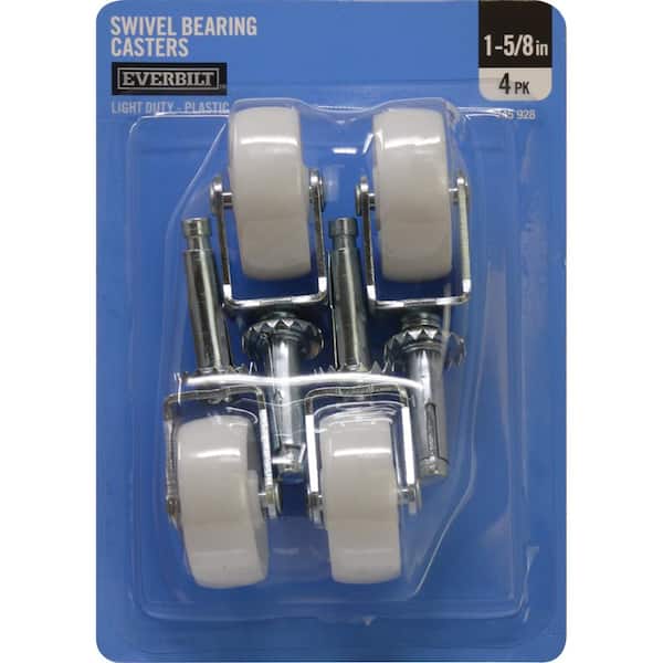 Everbilt 15/8 in. White Plastic Stem Casters with 50 lb. Load Rating