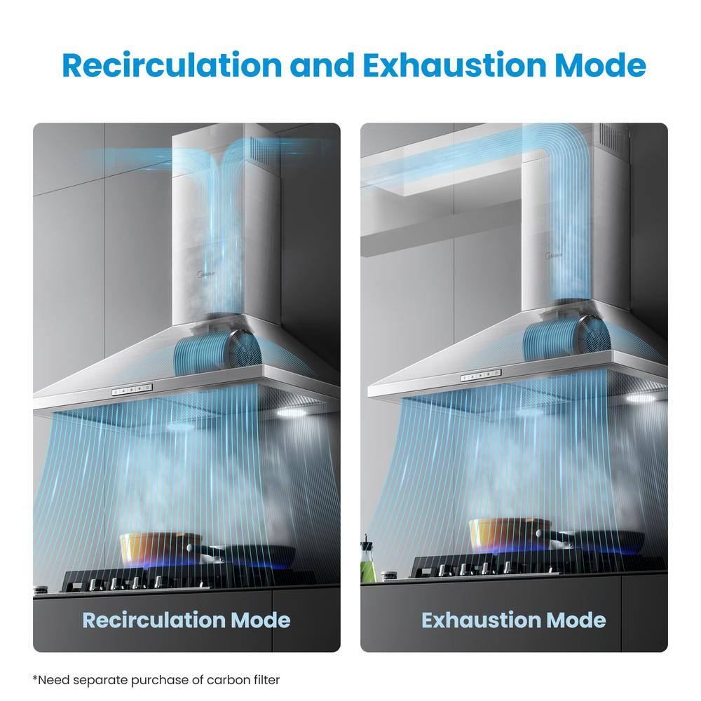 Midea 30-Inch Stainless Steel Convertible Wall Mounted Range Hood