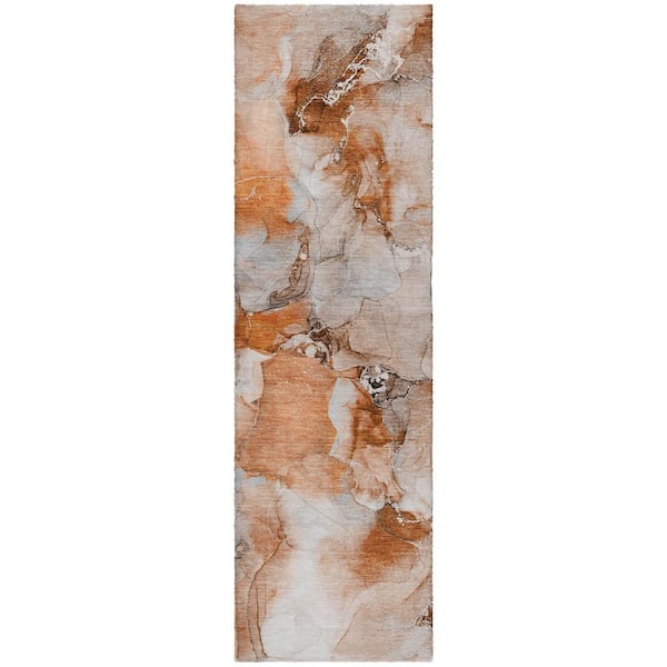 Dream Shag Premium Machine Washable Abstract ADS526 Paprika 2 ft. x 7 ft. Runner Rug