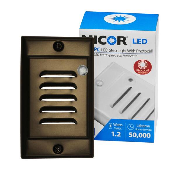 NICOR STP Series Line Voltage Bronze Vertical LED Stair Light with Dusk to Dawn Sensor