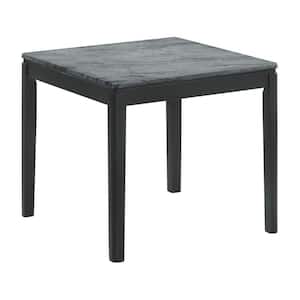 23.5 in. Gray and Black Rectangle Faux Marble End Table with Sandy Texturing