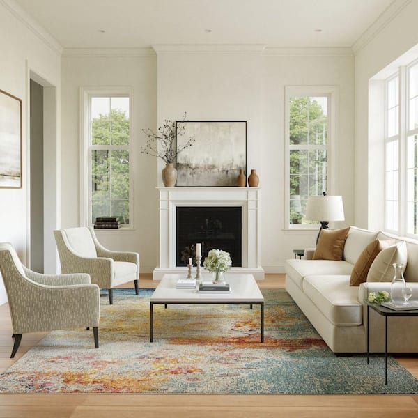 Celestial Sublime Sealife Multicolor 6 ft. x 9 ft. Abstract Modern Area Rug