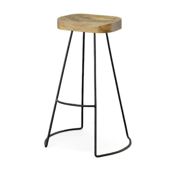 Carolina Cottage Saga 25 in. Natural and Black Counter Stool (Set of 2)