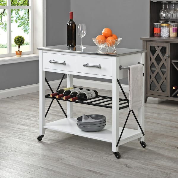 Rolling Kitchen Cart, Rolling Kitchen Island Stainless Steel Top