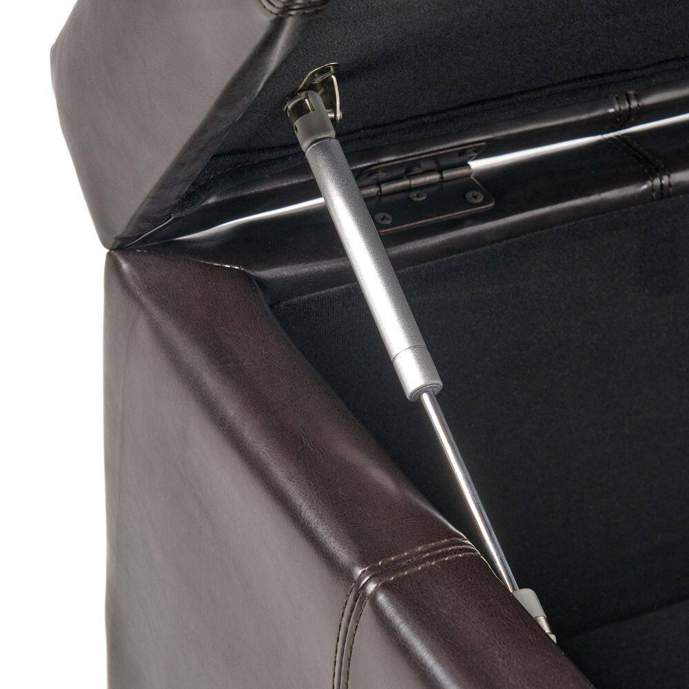 Espresso Tufted Round Leather Storage Ottoman