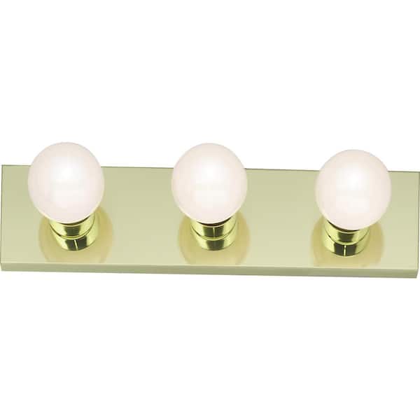 Nuvo 18 in. 3-Light Polished Brass Vanity Light with No Shade