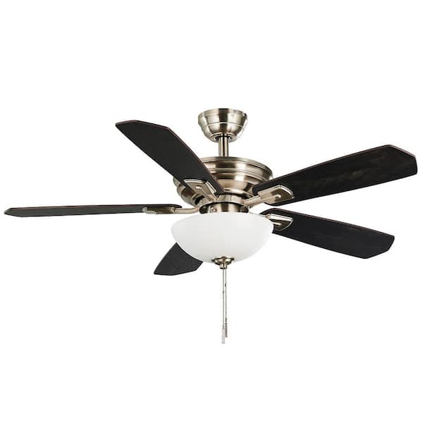 Wellston II 44 in. Indoor LED Brushed Nickel Dry Rated Downrod Ceiling Fan with Light Kit and 5 Reversible Blades