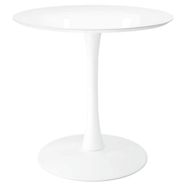 HomeRoots White Metal 32 in. Pedestal Dining Table Seats 2)