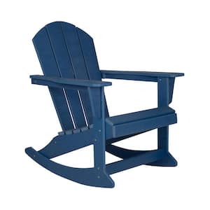 Laguna Outdoor Patio Plastic Adirondack Porch Rocking Chair in Navy Blue