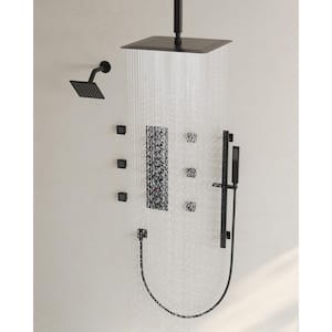 15-Spray Rectangular 9 in. L x 21 in. W Dual Wall Mount Fixed and Handheld Shower Head 2.5 GPM