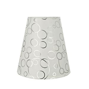 12 in. x 12.5 in. White and Silver Circle Pattern Hardback Empire Lamp Shade