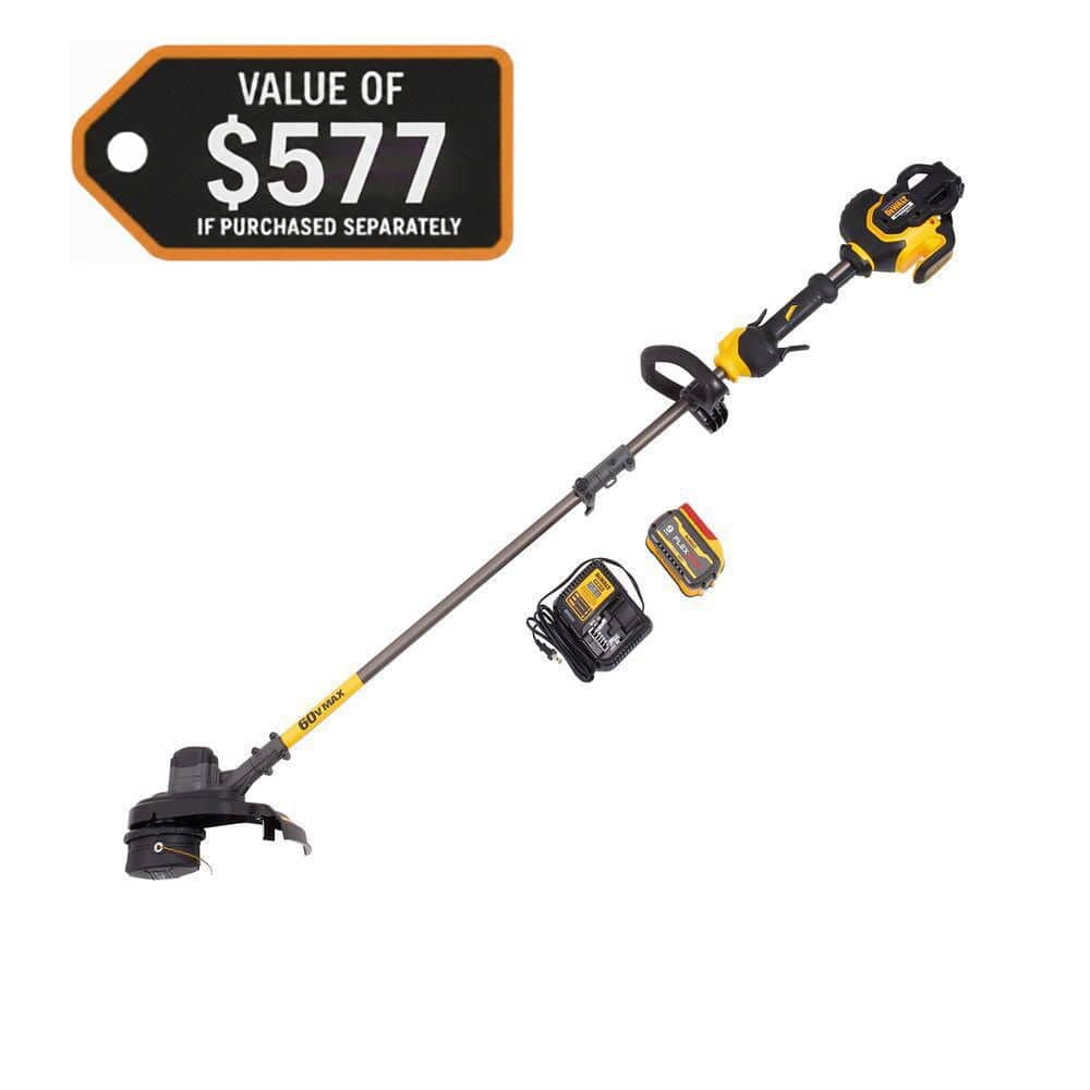 DEWALT FLEXVOLT 60V MAX 15 in. Brushless Cordless Battery Powered String Trimmer Kit with (1) FLEXVOLT 3 Ah Battery and Charger DCST970X1S