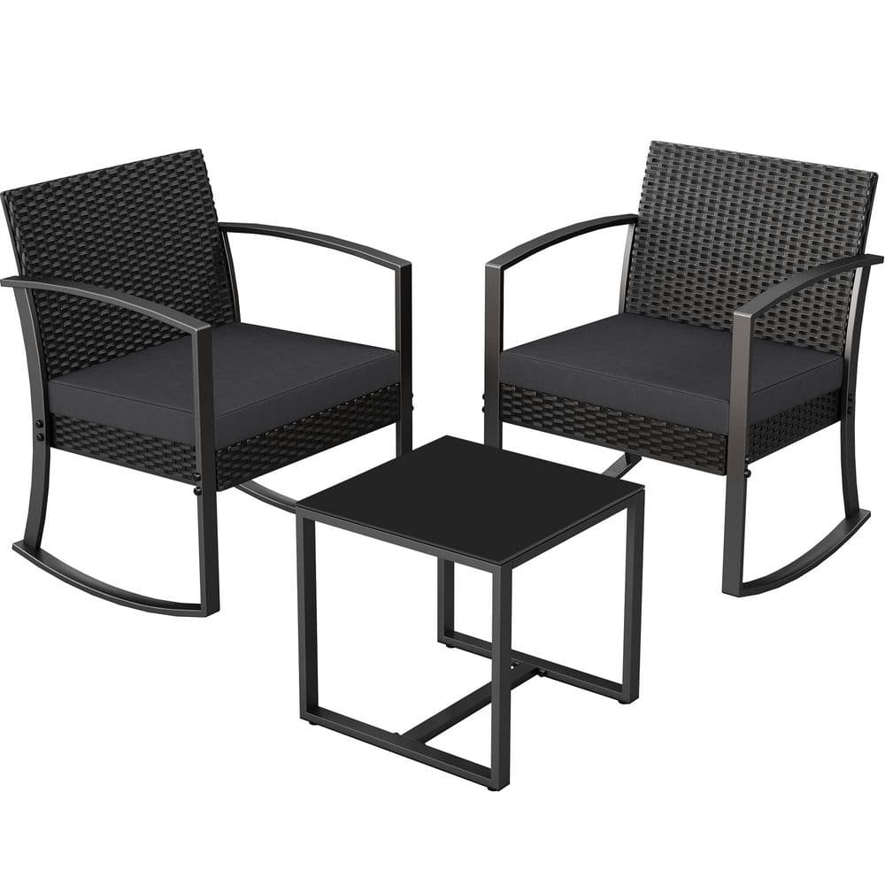 2 - Person Patio Chatting Set with Square Table , Black Cushions price history on PriceWatchPro