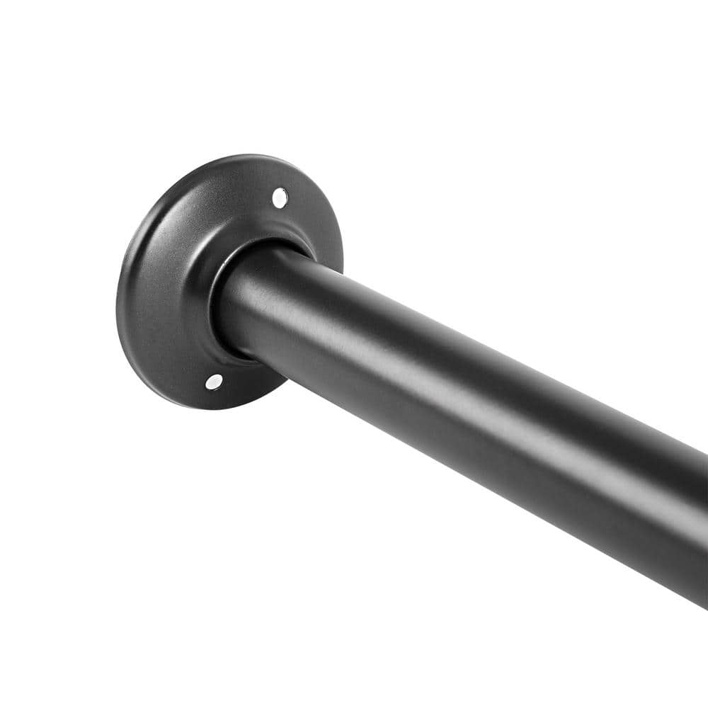 Adjustable Black Aluminum L-Shaped Corner Shower Rod Support Bar
