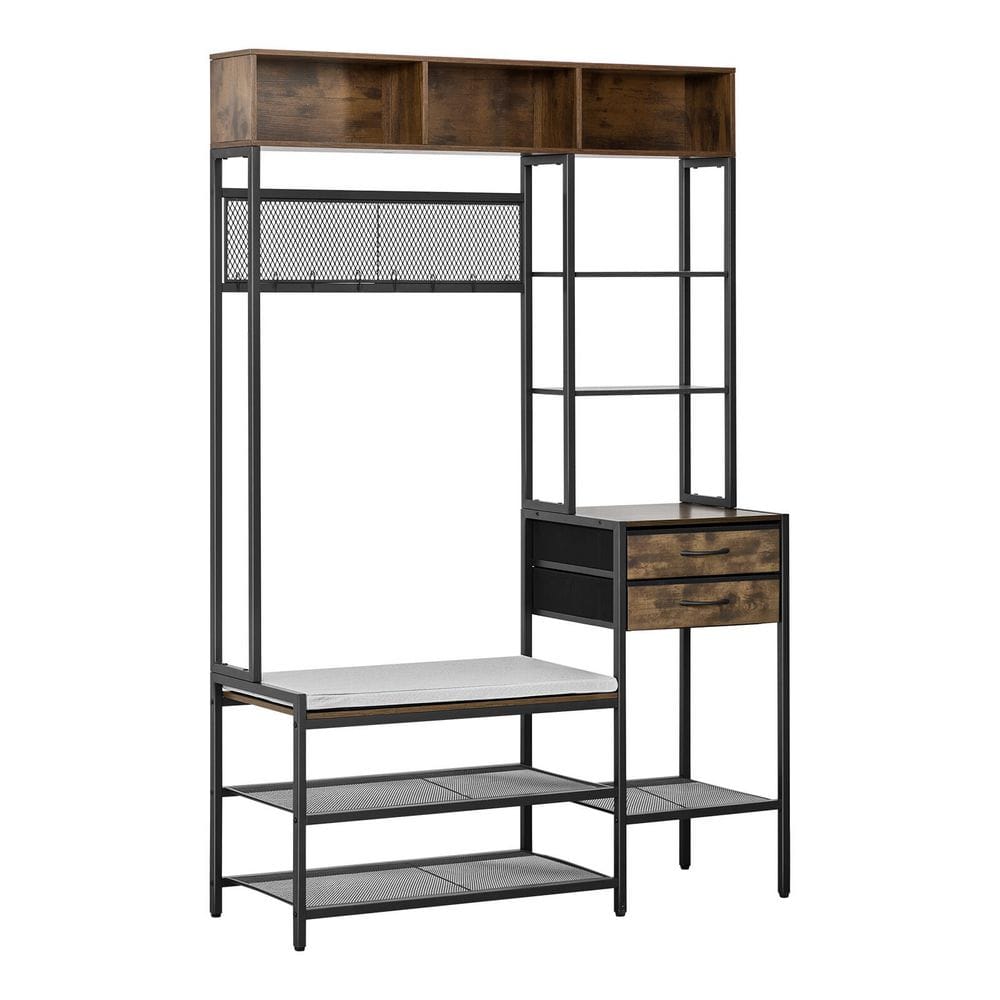 Hall Tree, 70.9 in. Coat Rack with Shoe Bench & 2 Drawers 3-in-1 Freestanding Shoe Rack Storage Organizer with Bookshelf price history on PriceWatchPro