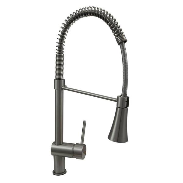 Dyconn Superior 22 in. Single-Handle Pull-Down Sprayer Kitchen Faucet in Brushed Nickel