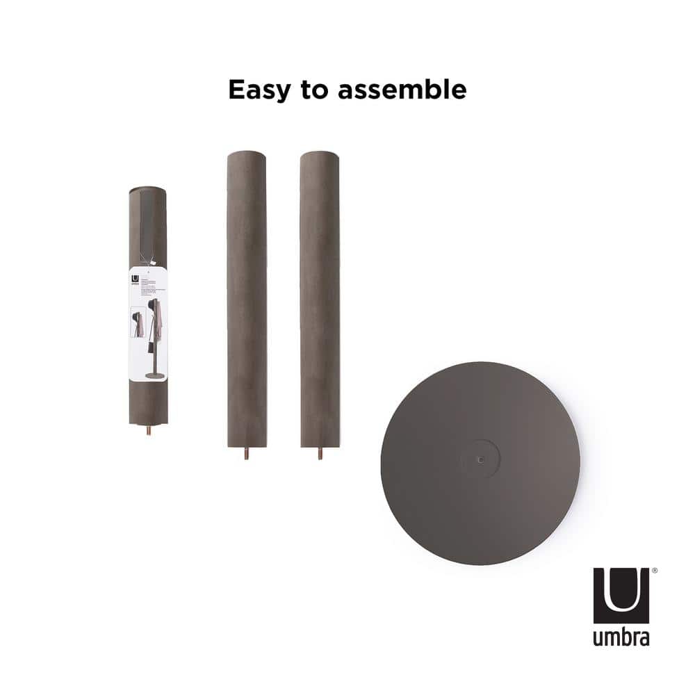 Gray Rubberwood Modern Freestanding Coat Rack with 9 Hooks