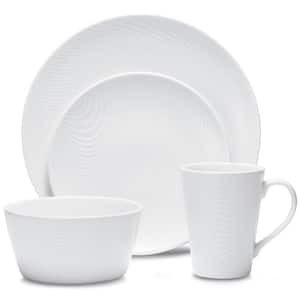 Colorscapes White-on-White Dune Porcelain 4-Piece Coupe Place Setting (Service for 1)
