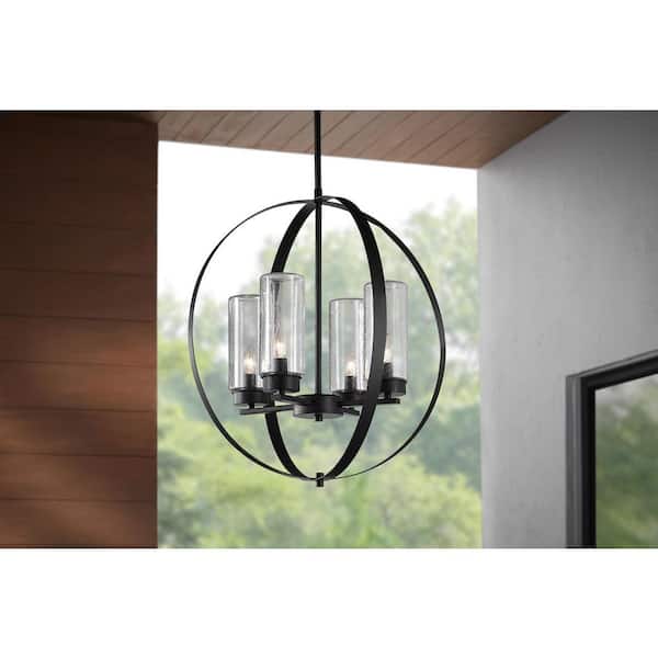 Reseda Modern 4-Light Bronze Outdoor Chandelier