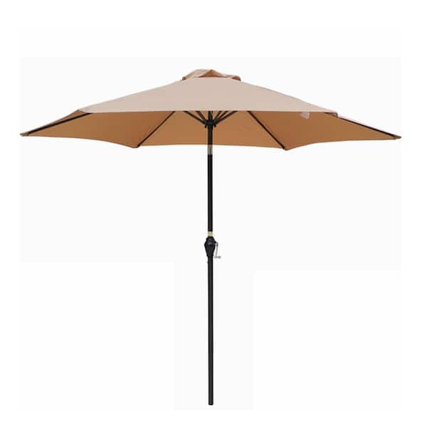 waelph 9 ft. Patio Market Table Umbrella with Push Button Tilt and Crank in Brown