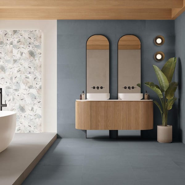 Spanish Armonia 24 in. x 24 in. x 8.5mm Matte Stone Look Porcelain Floor and Wall Tile-Azul (20PCS,77.5 sq. ft./Pallet)