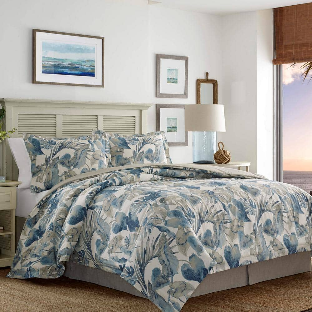 Tommy Bahama Raw Coast 4-Piece Blue Cotton Queen Comforter Set ...