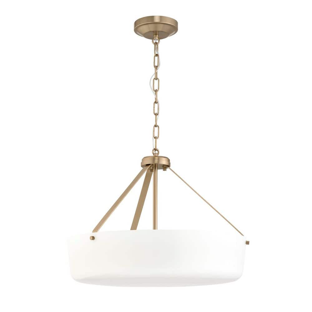 Lieon 20 in. 3-Light Champagne Bronze Modern Semi-Flush Convertible Light with White Glass Shade price history on PriceWatchPro