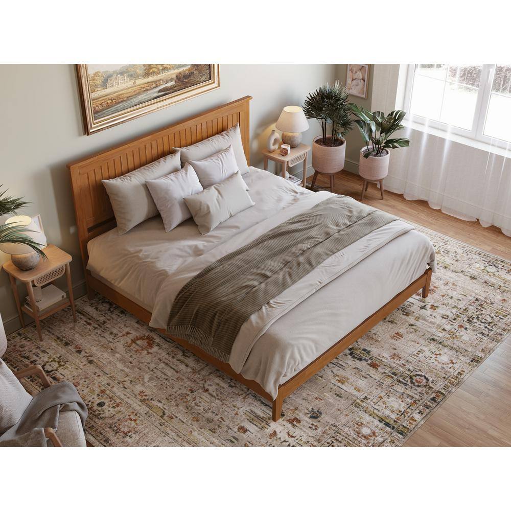 Nantucket King Light Toffee Wood Platform Bed with Headboard