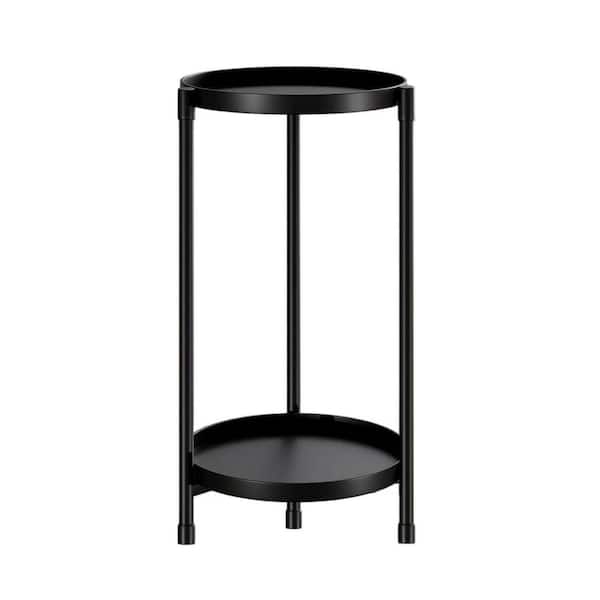 2-Tier Tall Black Metal Plant Stand-Heavy Duty Corner Flower Pot Holder and Display Rack for Indoor Outdoor Patio Garden