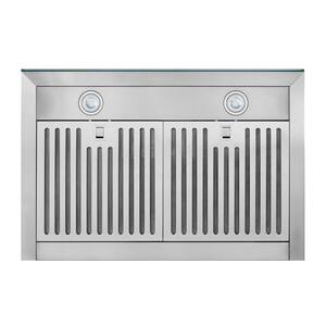 BWT2 30 in. 450 Max Blower CFM Convertible Wall-Mount T-Style Chimney Range Hood in Stainless Steel With Black Glass