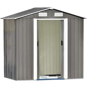 Patio 6 ft. W x 4 ft. D Metal Gray Garden Shed with Lockable Door and Tool Cabinet (142.4 sq. ft.)