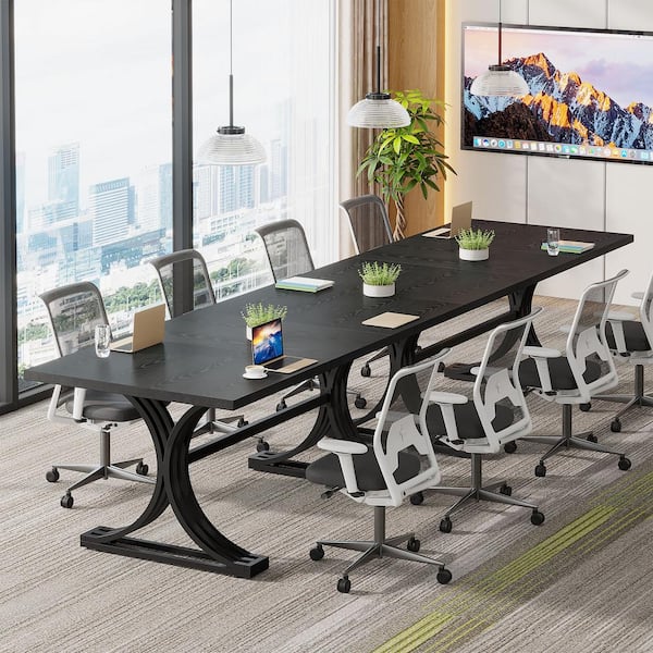 BYBLIGHT Moronia 63 in. Rectangular Wood Conference Table Black