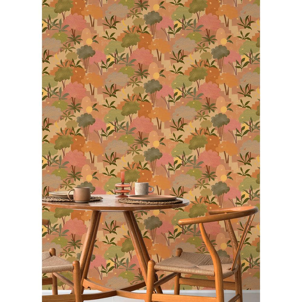 Terracotta Bohemian Walk Orange Peel & Stick Wallpaper