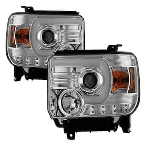 GMC Sierra 1500/2500HD/3500HD 14-15 (compatible on models w/factory LED) Projector Headlights - Light Bar DRL - Chrome