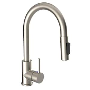 Stainless Steel Single-Handle Pull Down Sprayer Kitchen Faucet in Brushed Nickel